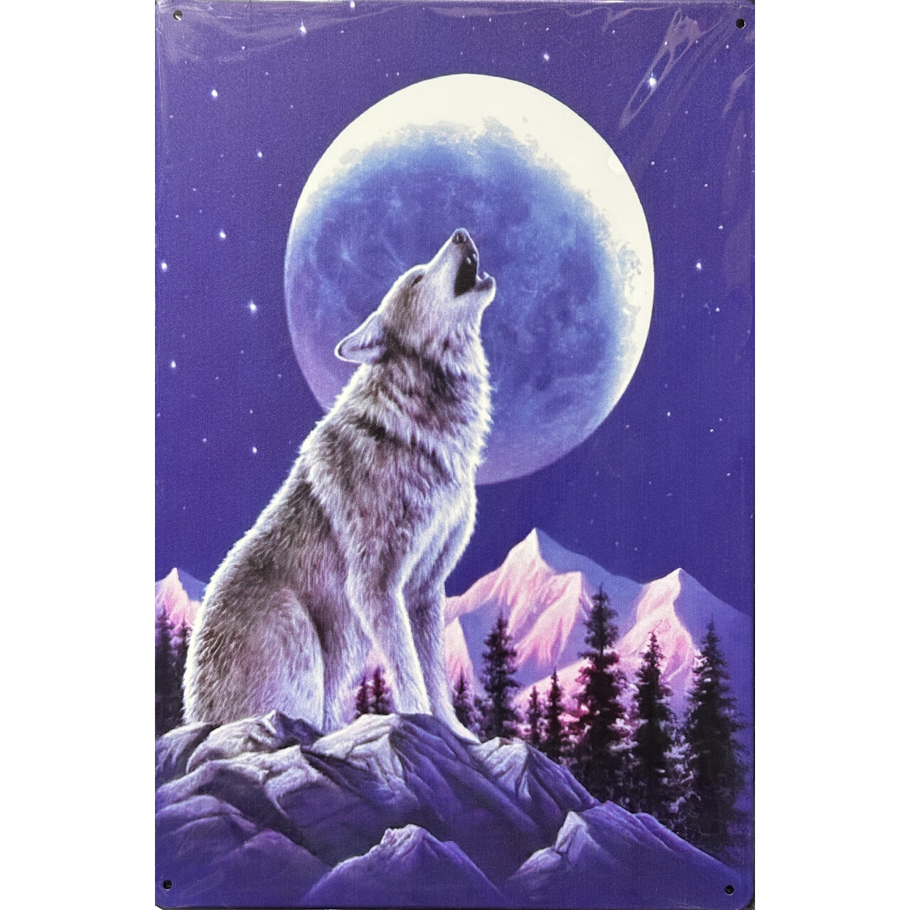 Cedule plechová Legal Life Moonlight Wolf 30x20cm - barevná