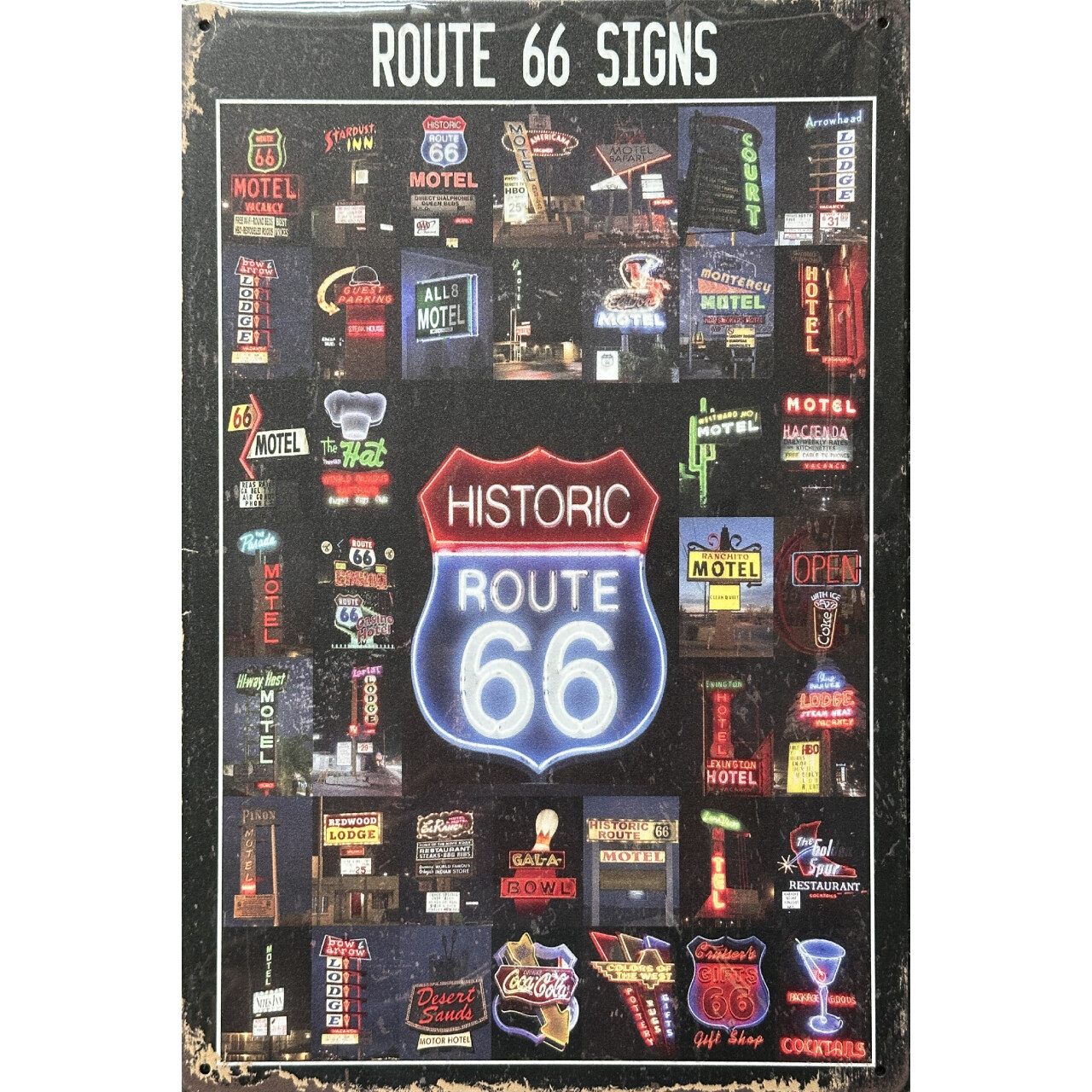 Cedule plechová Legal Life Historic Route 66 Signs 30x20cm - barevná