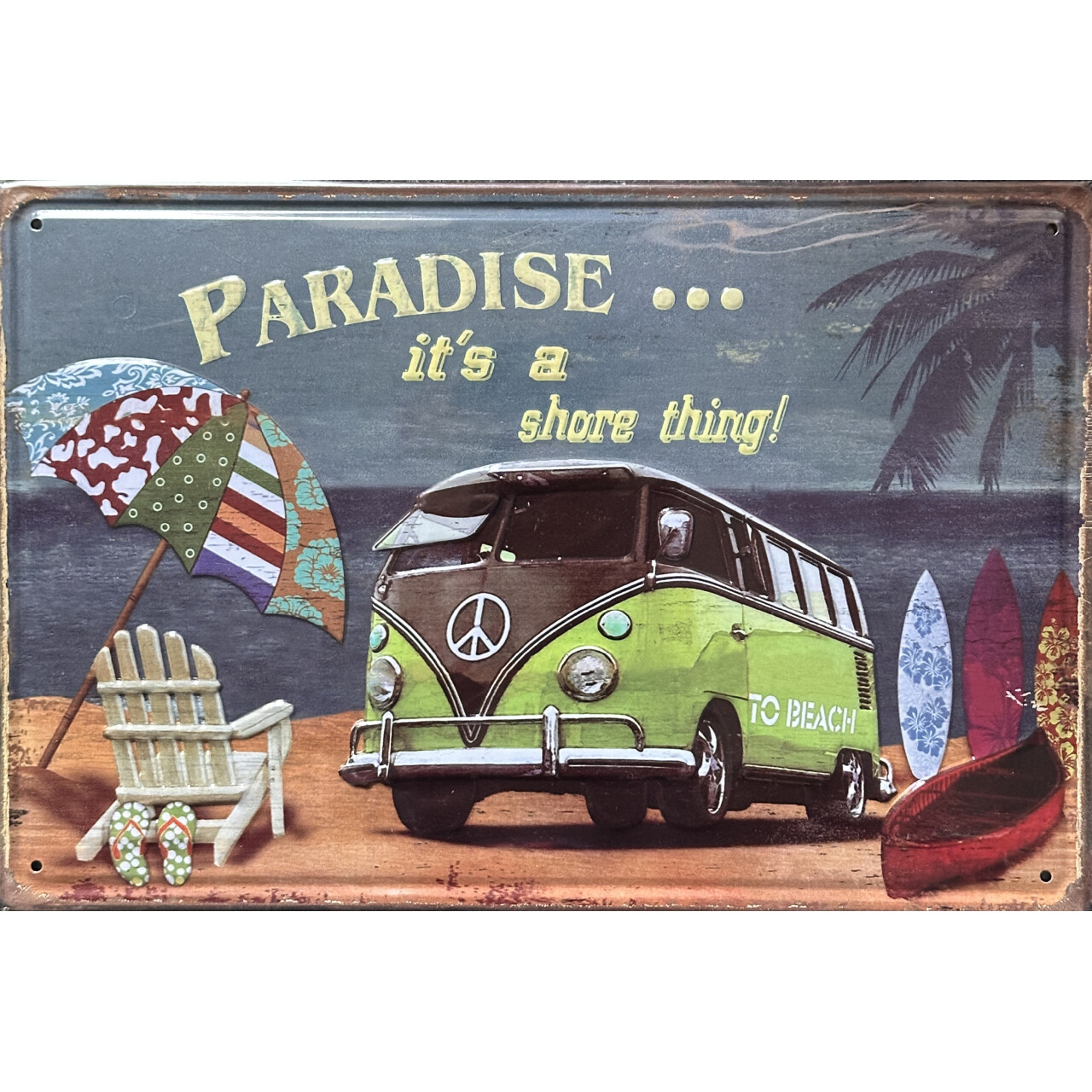 Cedule plechová Legal Life Paradise 20x30cm - barevná