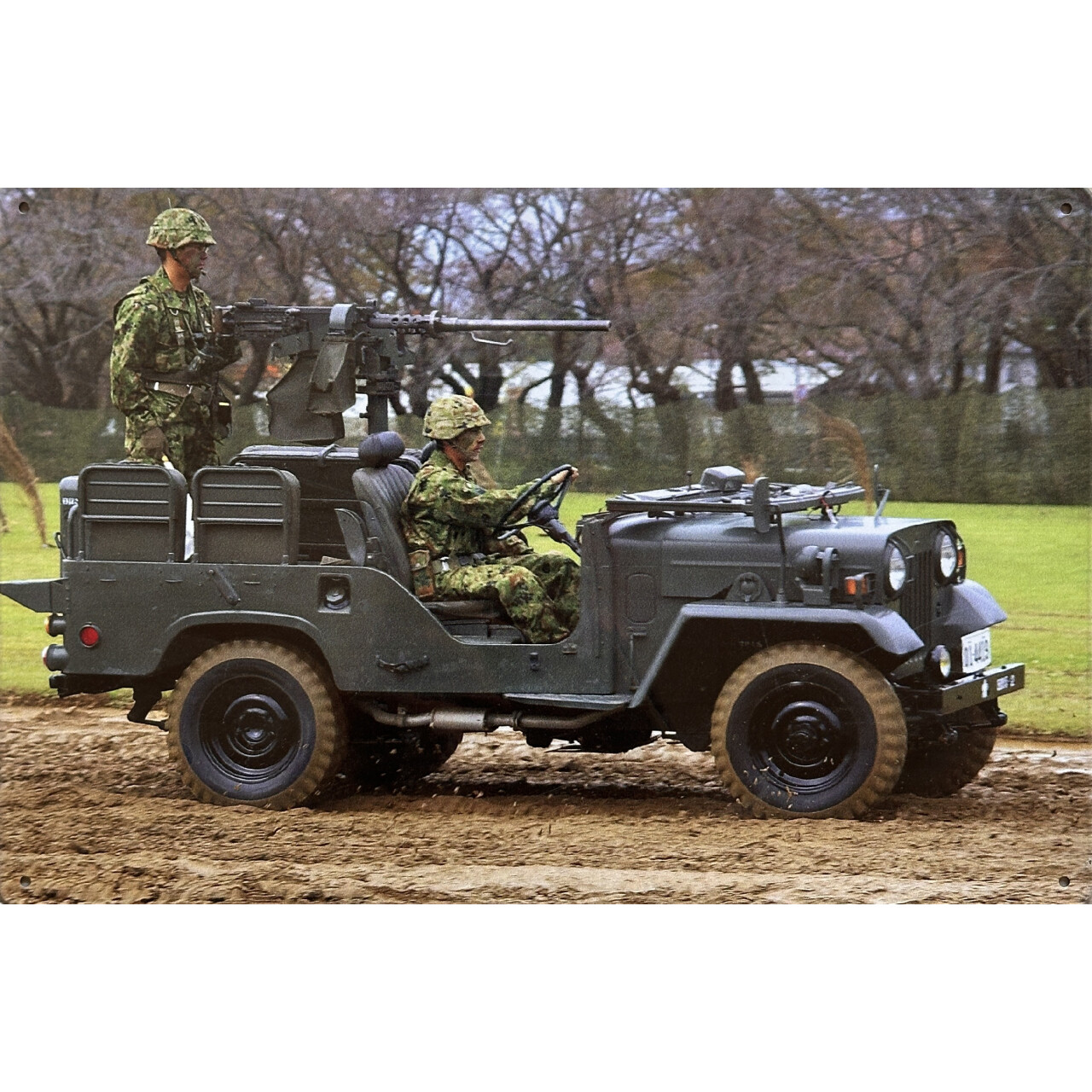 Cedule plechová Legal Life Army Jeep 20x30cm - barevná