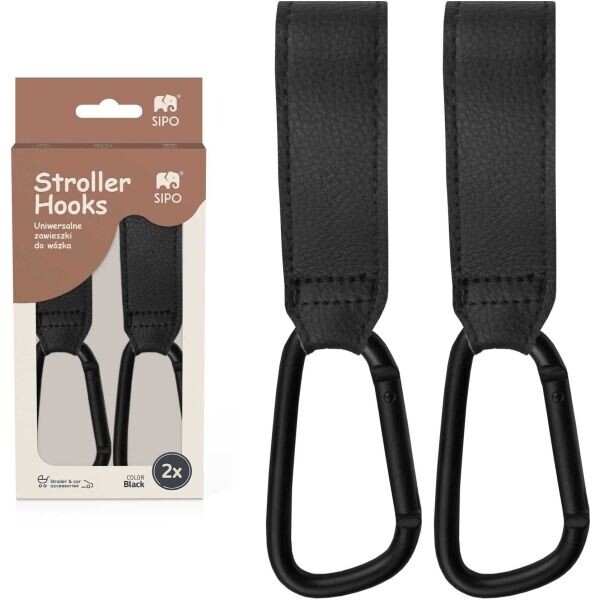 Sipo STROLLER HOOKS 2KS Háčky na kočárek, černá, velikost