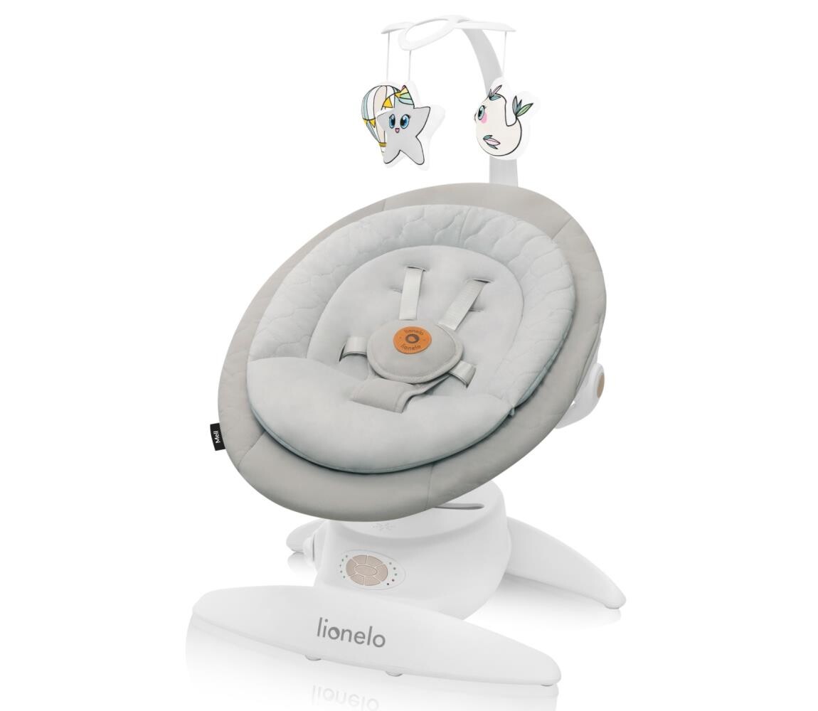Lionelo - Dětské houpátko s melodií MELL Beige Sand 4xAA + dálkové ovládání 5903771707213
