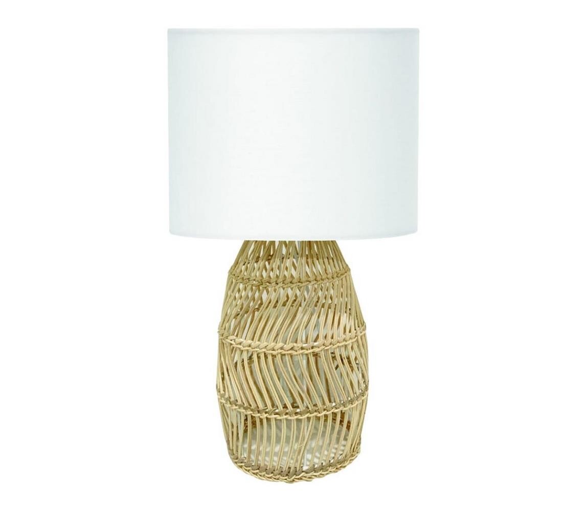 Stolní lampa 1xE27/25W/230V ratan/bílá PTL1058