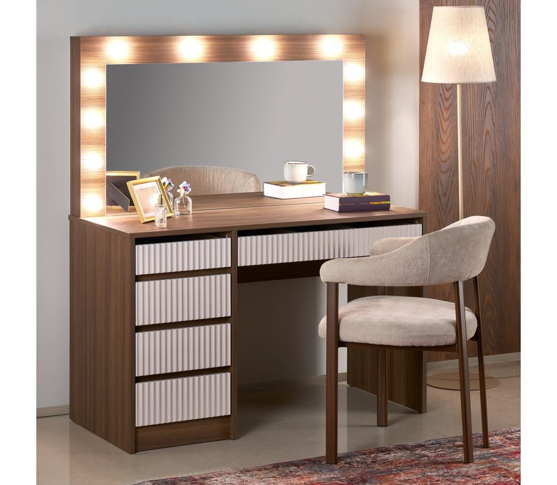 Halmar Toaletní stolek AMORIO 120x55 cm kašmír/dekor ořech 5905248140813