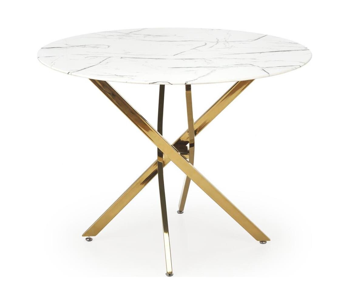 Halmar Jídelní stůl ESTEN 100 cm bílá/zlatá 5905248126855
