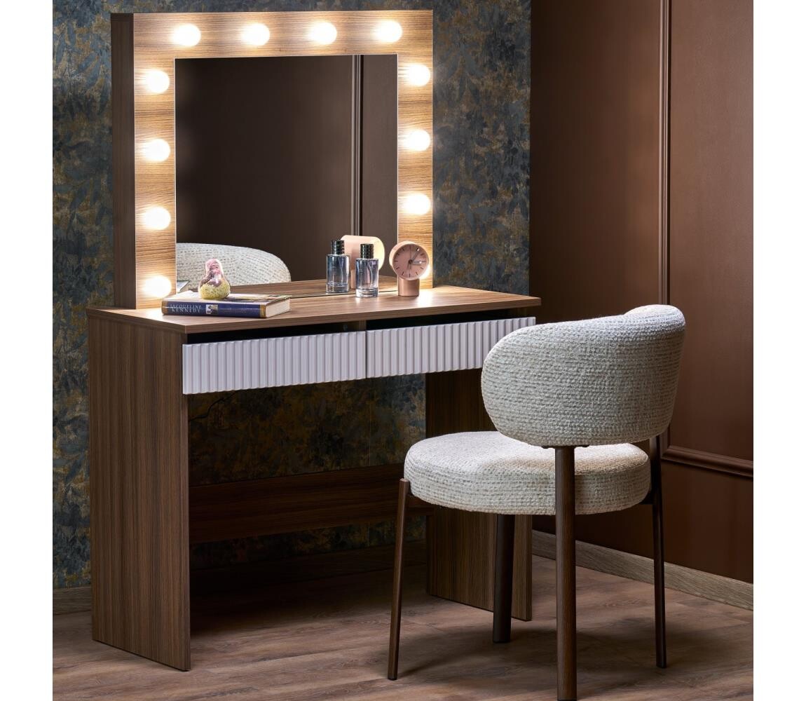 Halmar Toaletní stolek AMORIO 94x43 cm kašmír/dekor ořech 5905248140806