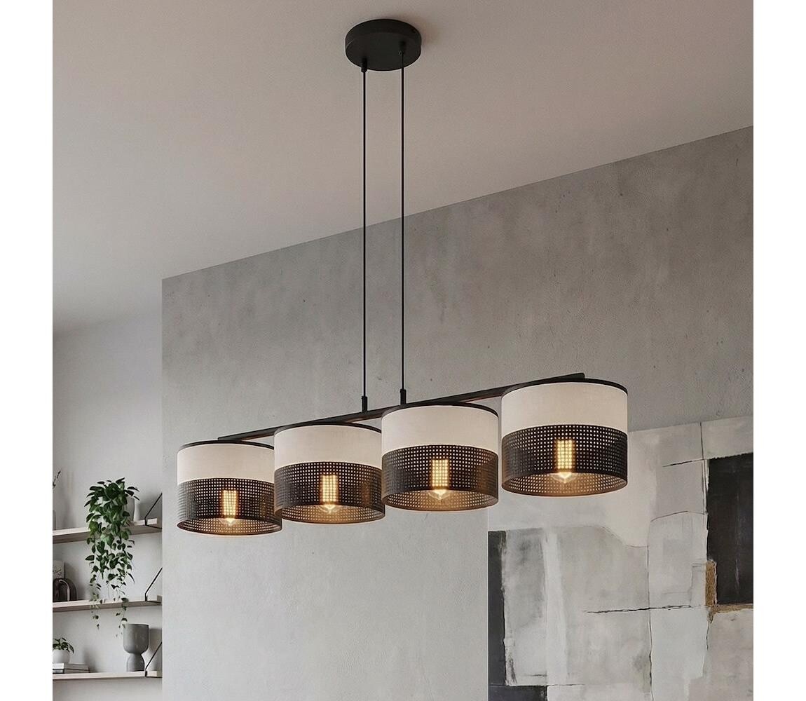 EMIBIG Lustr na lanku KARBON 4xE27/15W/230V černá/šedá 1652/4