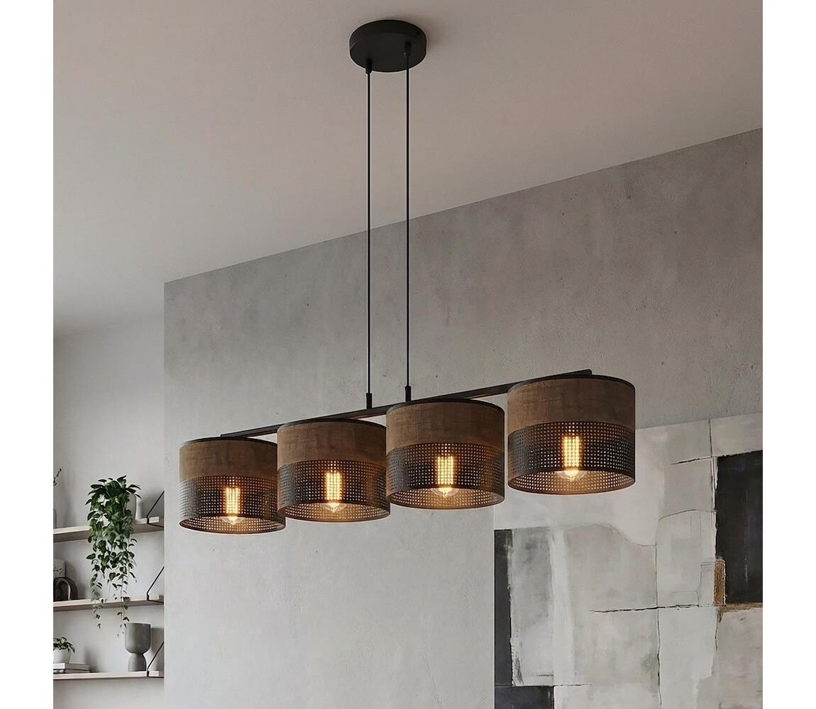 EMIBIG Lustr na lanku KARBON 4xE27/15W/230V černá/hnědá 1653/4