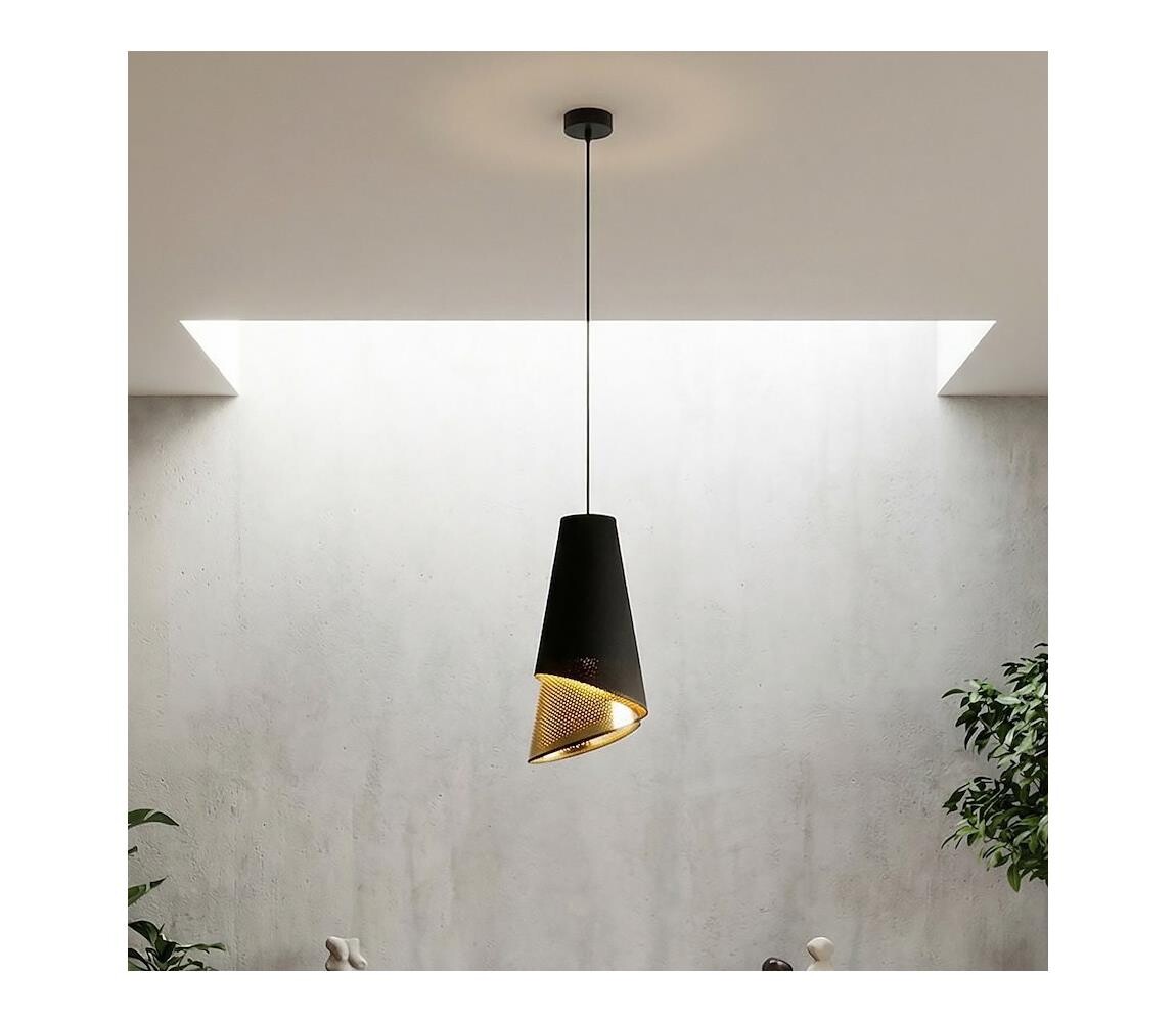 EMIBIG Lustr na lanku MODA 1xE27/15W/230V černá/zlatá 1617/1