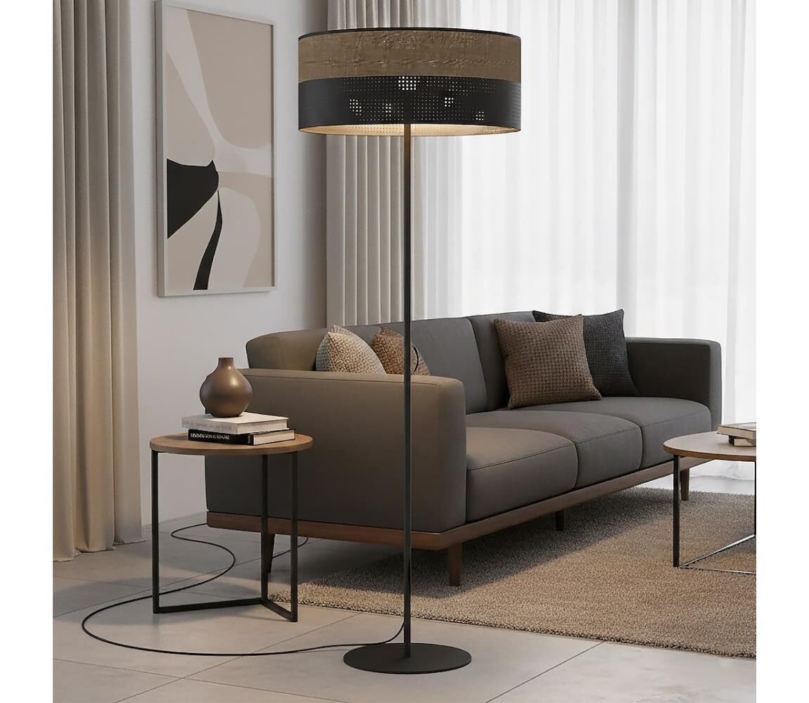 EMIBIG Stojací lampa KARBON 1xE27/15W/230V černá/hnědá 1653/LP1