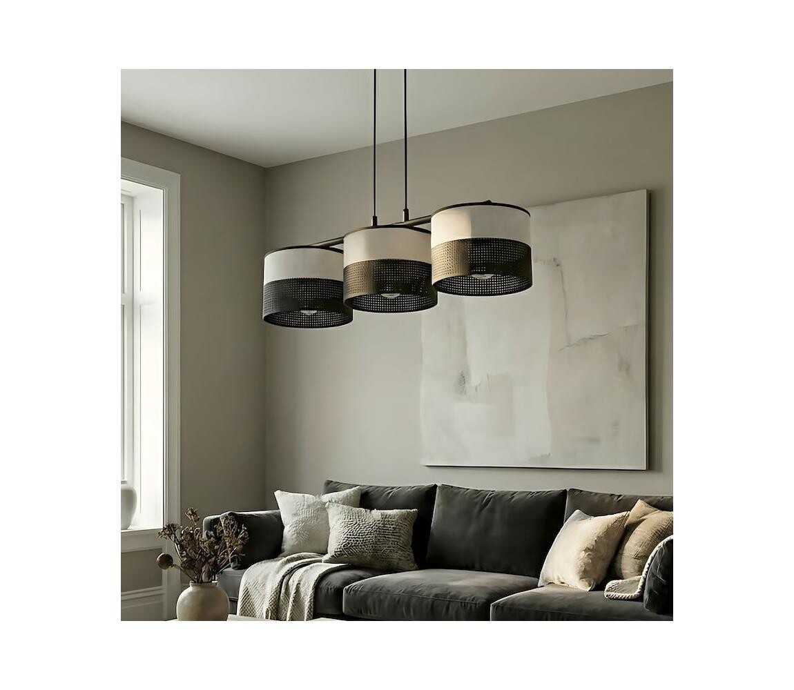 EMIBIG Lustr na lanku KARBON 3xE27/15W/230V černá/šedá 1652/3