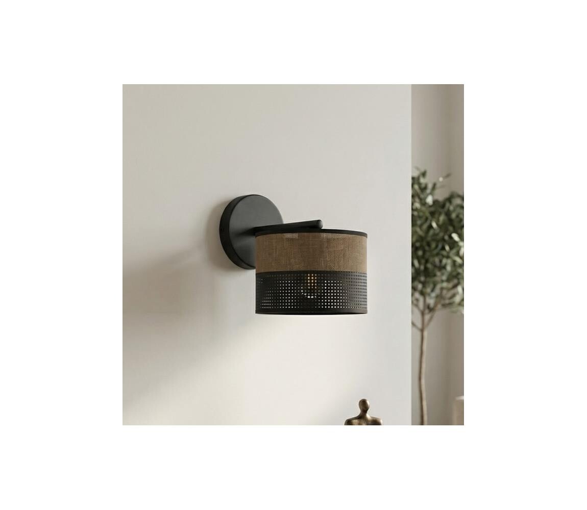 EMIBIG Nástěnná lampa KARBON 1xE27/15W/230V černá/hnědá 1653/K1