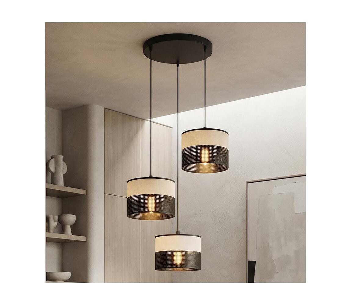 EMIBIG Lustr na lanku KARBON 3xE27/15W/230V černá/šedá 1652/3PREM