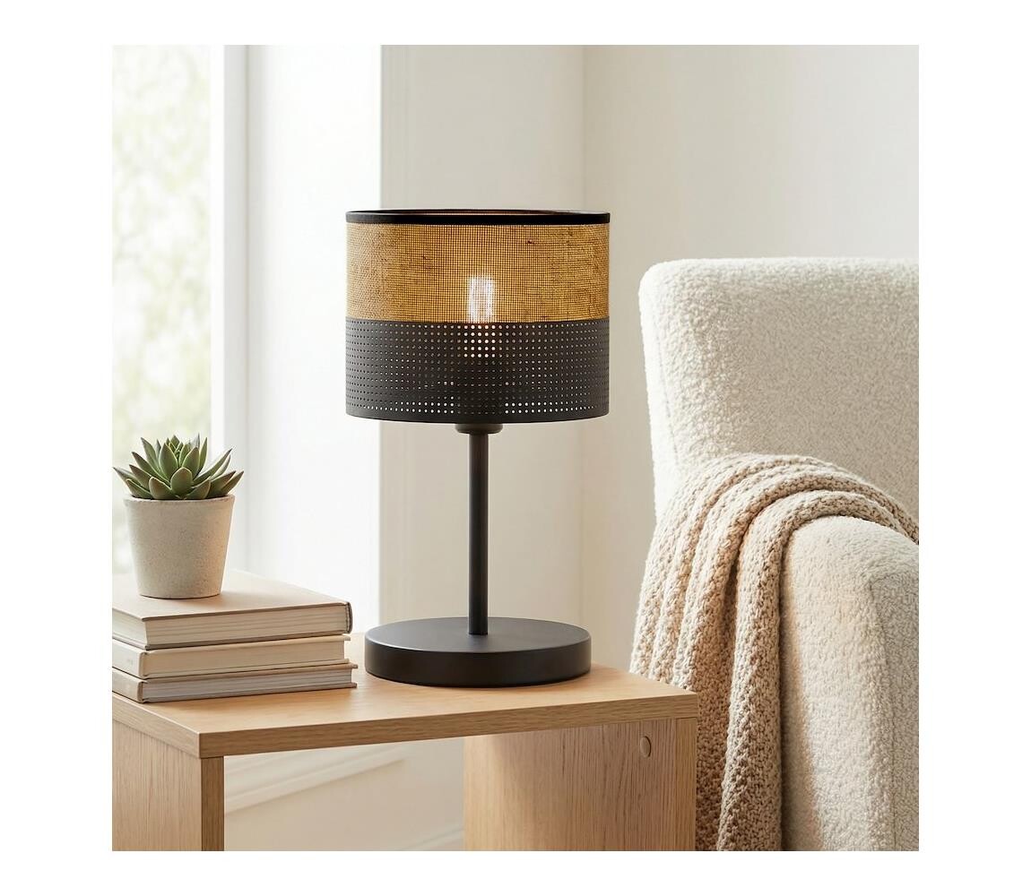 EMIBIG Stolní lampa KARBON 1xE27/15W/230V černá/hnědá 1653/LN1