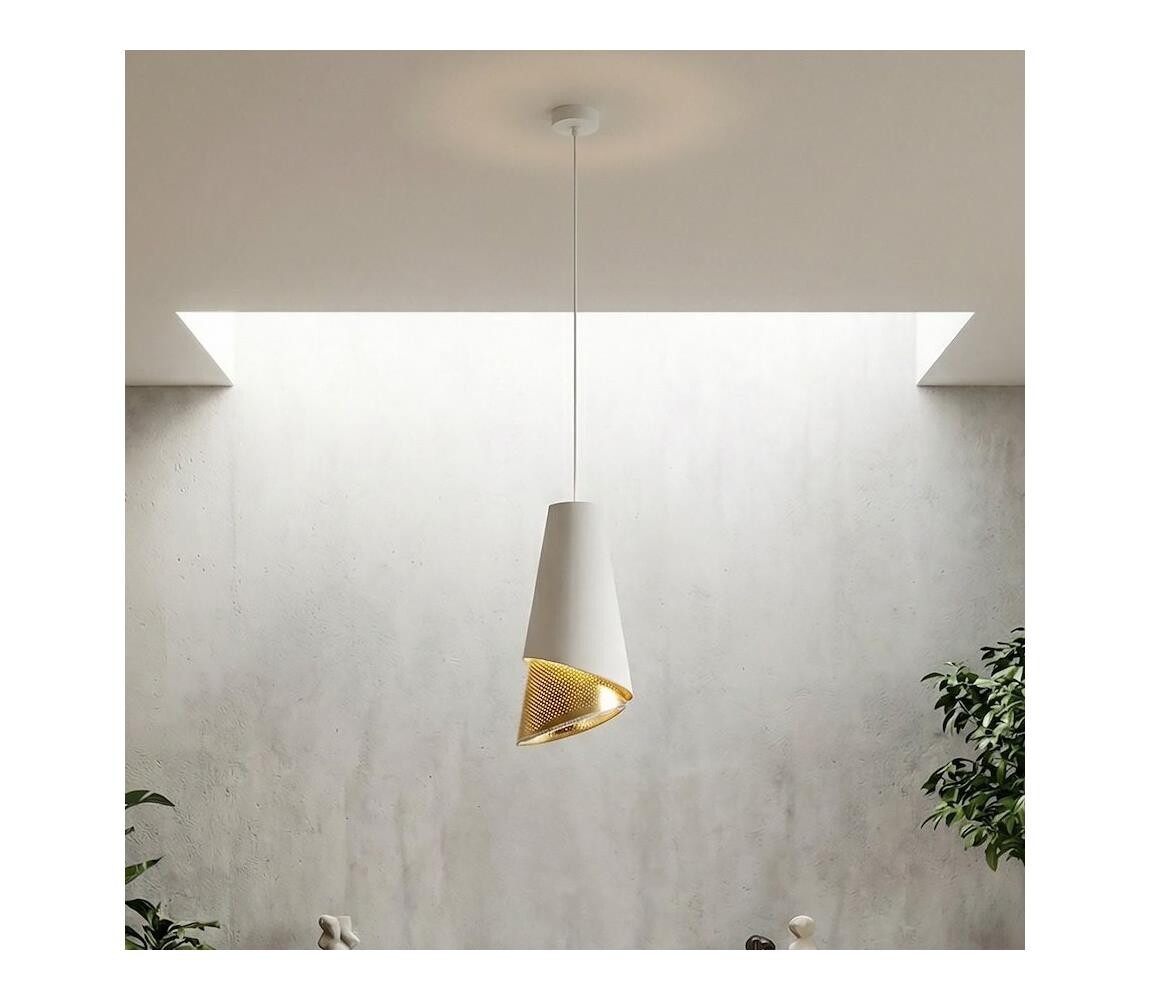 EMIBIG Lustr na lanku MODA 1xE27/15W/230V bílá/zlatá 1618/1
