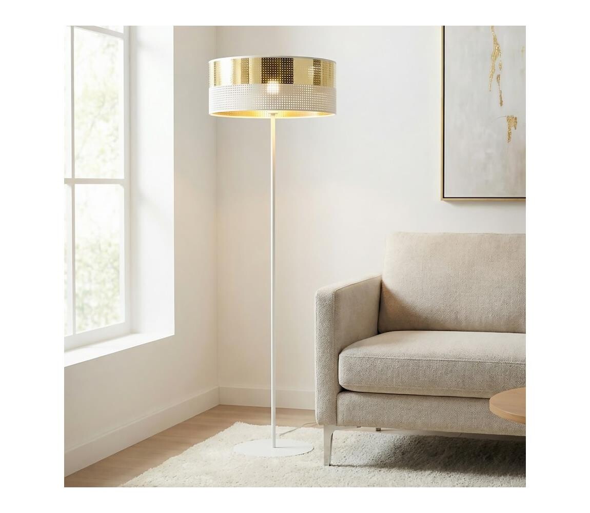 EMIBIG Stojací lampa LUX 1xE27/15W/230V bílá/zlatá 1650/LP1