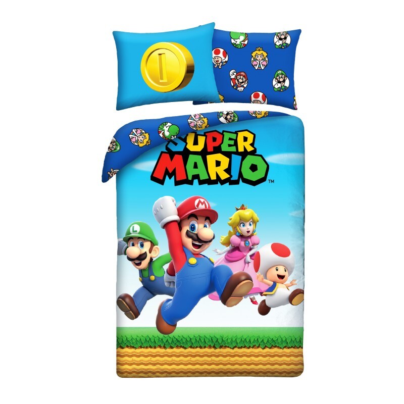 Halantex Povlečení z mikrovlákna 140x200 + 70x90 cm - Super Mario Bros 