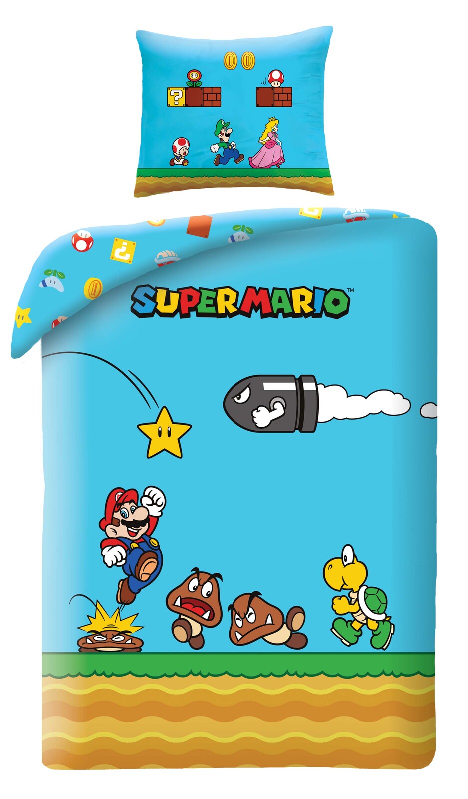 Halantex Povlečení z mikrovlákna 140x200 + 70x90 cm - Super Mario Bros 