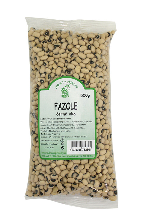 Zdraví z přírody Fazole černé oko 500 g DMT 02/2026
