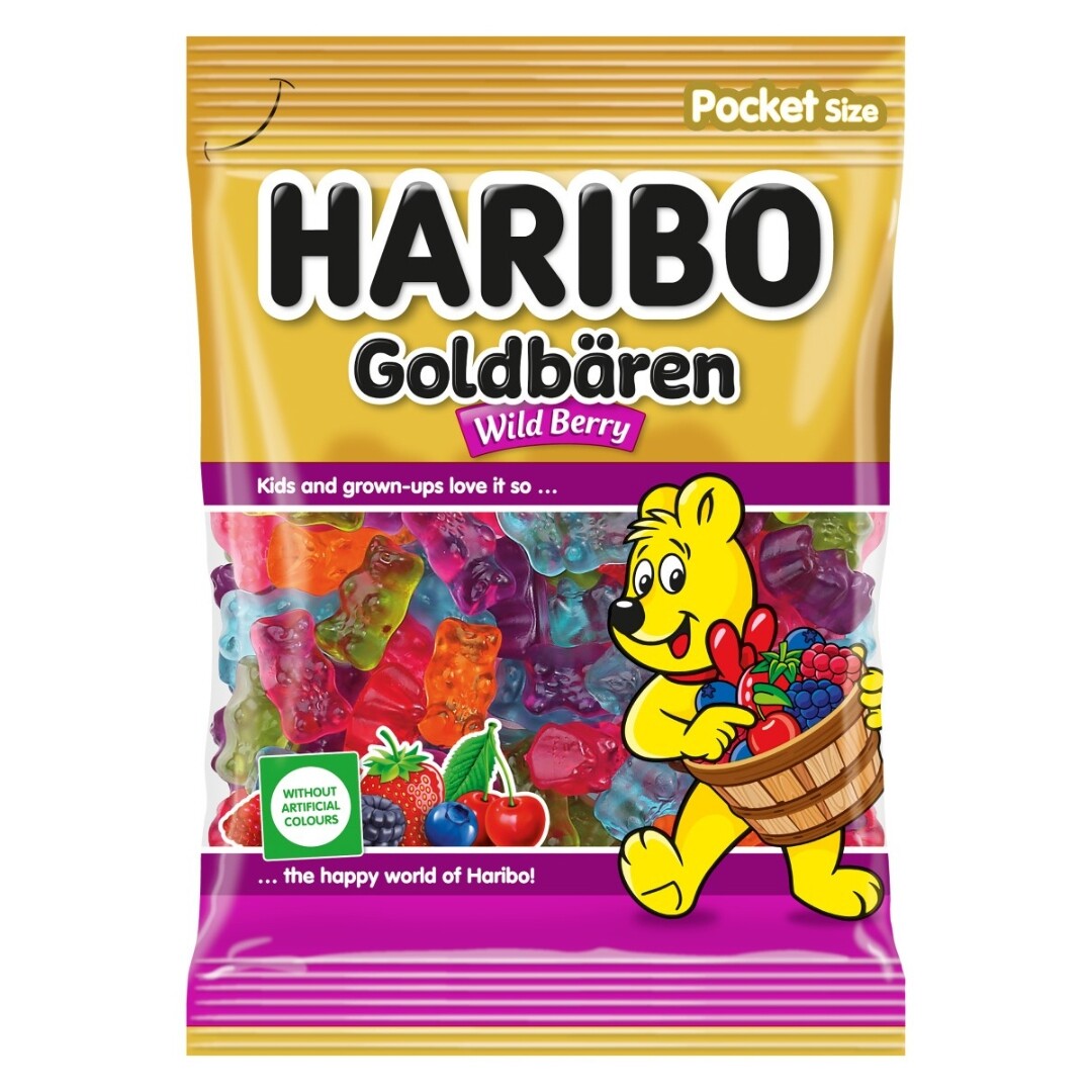 HARIBO Goldbären Wild Berry - Zlatí želé medvídci s příchutí lesního ovoce 80 g