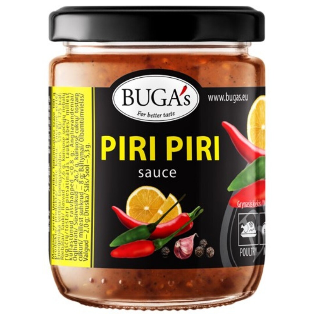 BUGA BUGA'S Chilli omáčka PIRI PIRI sklo 160 g