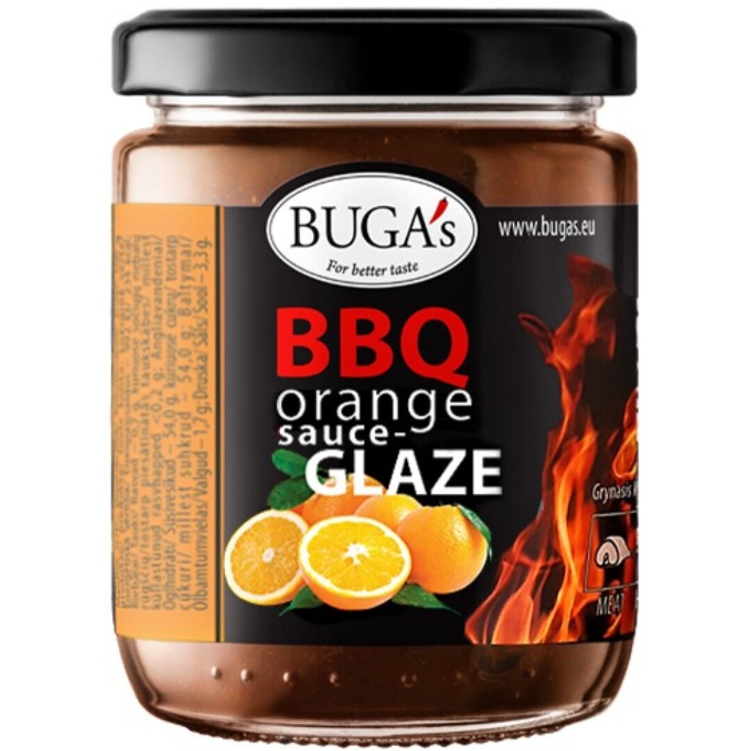 BUGA BUGA'S BBQ omáčka GLAZE s pomerančem sklo 190 g