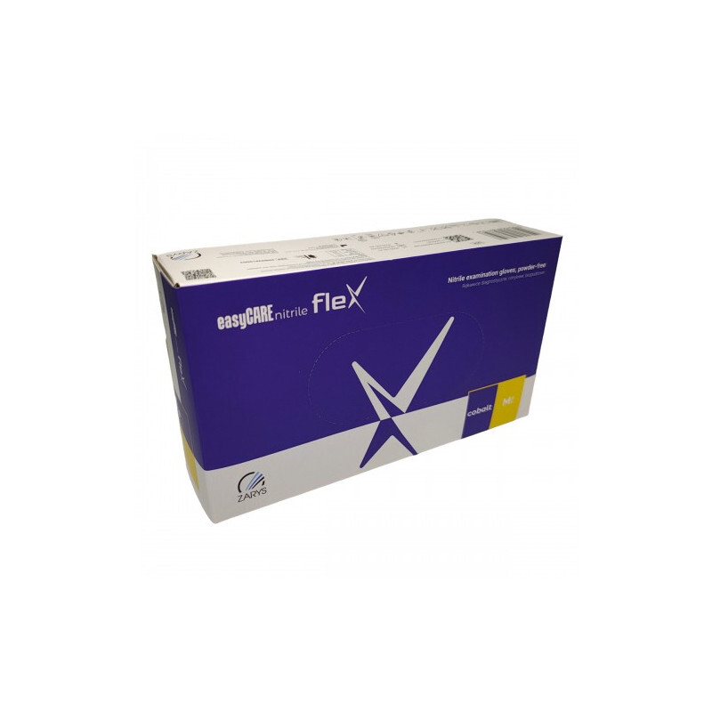 Zarys easyCare flex rukavice nitrilové 100 ks, kobaltová modř, nepudrované Rozměr: S