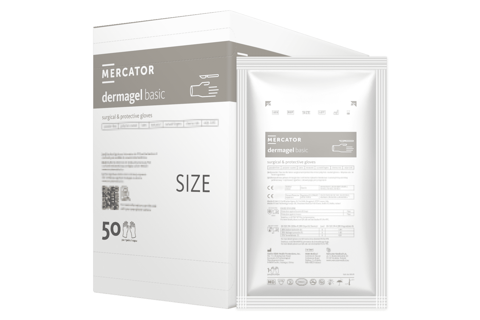 Mercator Medical dermagel basic chirurgické latexové rukavice, sterilní, nepudrované, 1 pár Rozměr: 7,5
