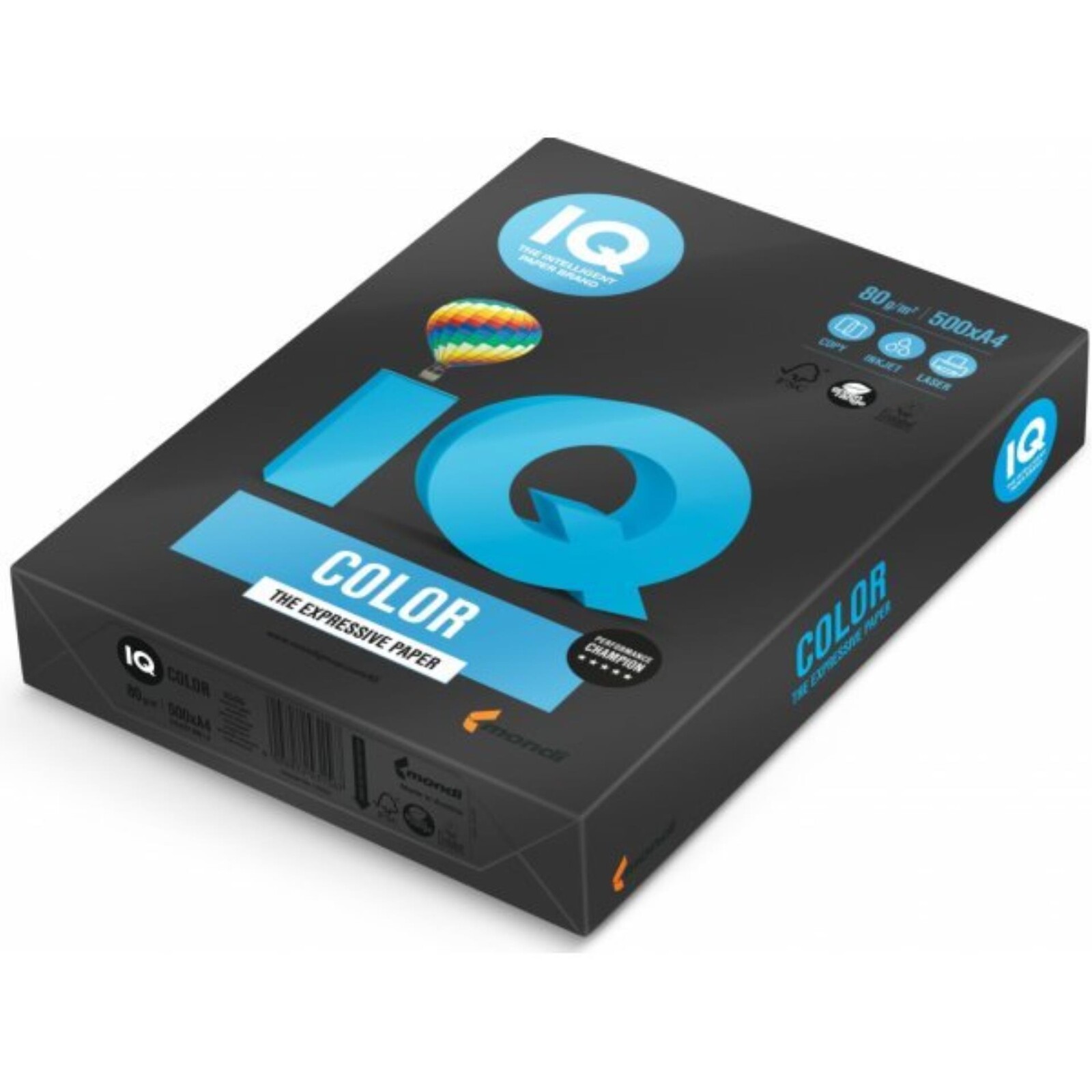 Barevný papír IQ Color A4 - B100, černá, 80 g/m2, 500 listů