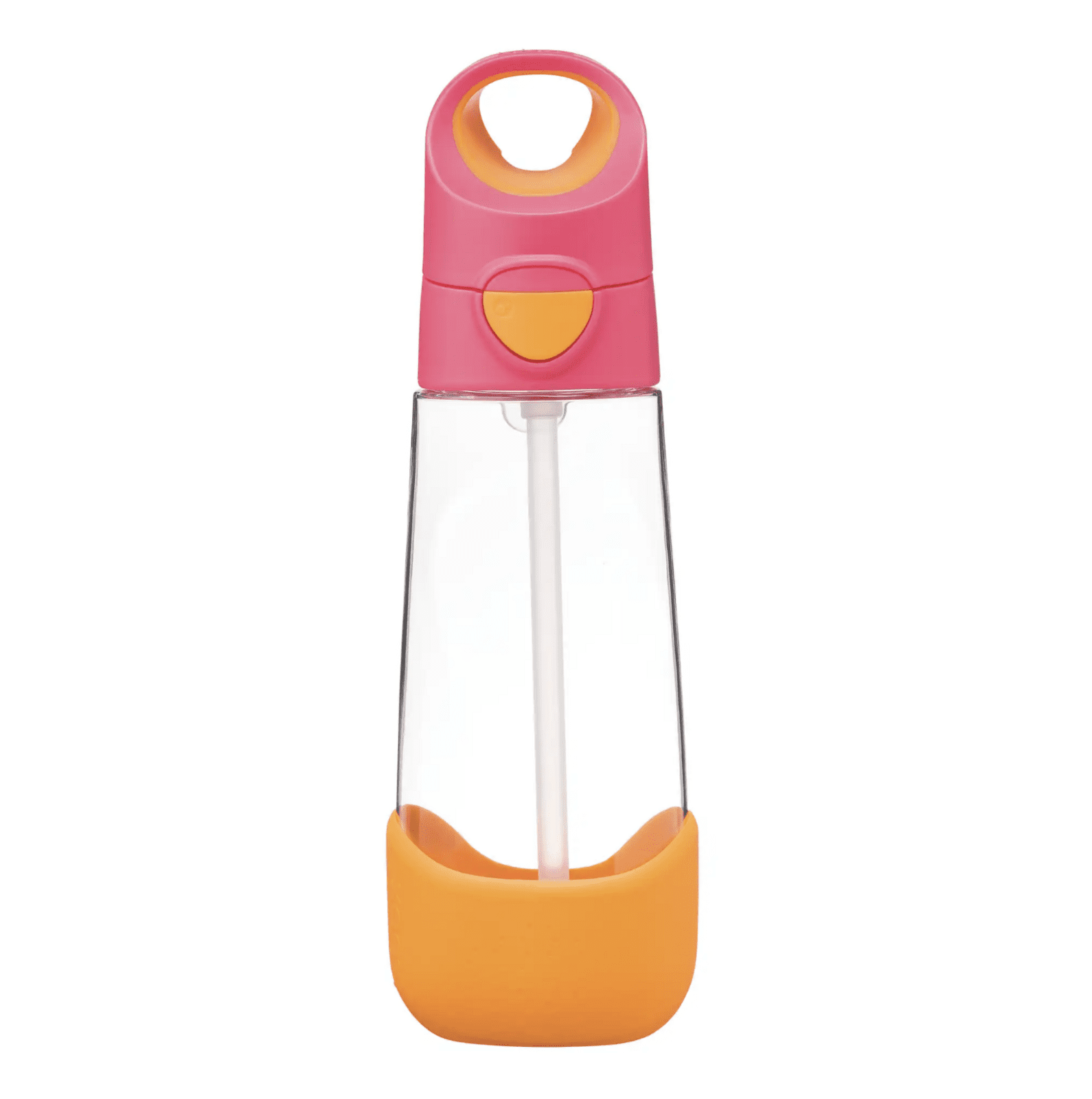 B.box láhev na pití s brčkem 600ml - růžovo oranžová