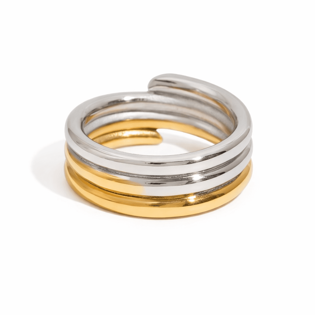 ELENYS Layers Duo – pozlacený prsten 18K žluté zlato Velikost: 7 (EU: 54-56)