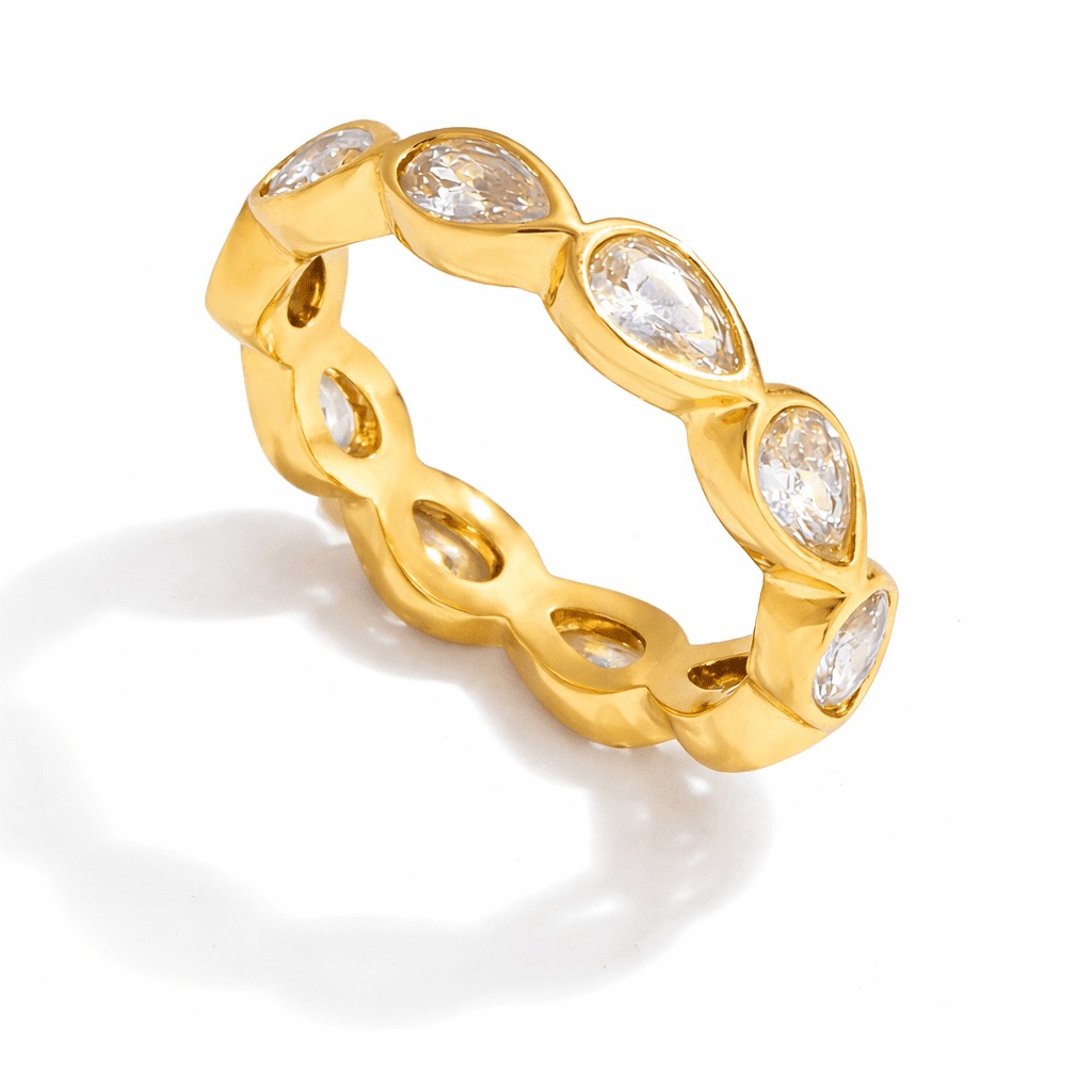 ELENYS Crystal Drop – pozlacený prsten 18K žluté zlato Velikost: 7 (EU: 54-56)