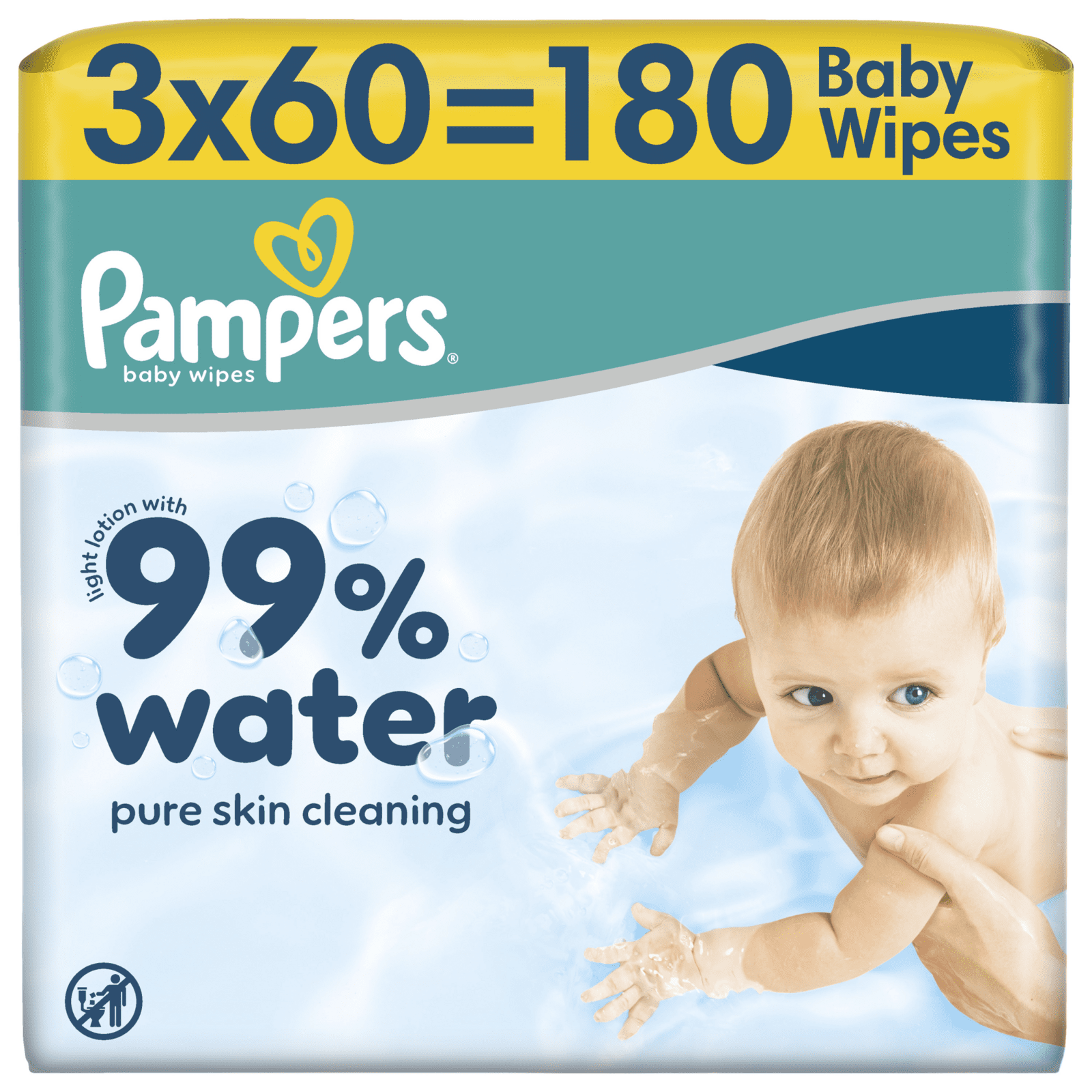 PAMPERS Dětské čisticí ubrousky s 99 % vody 3 x 60 ks