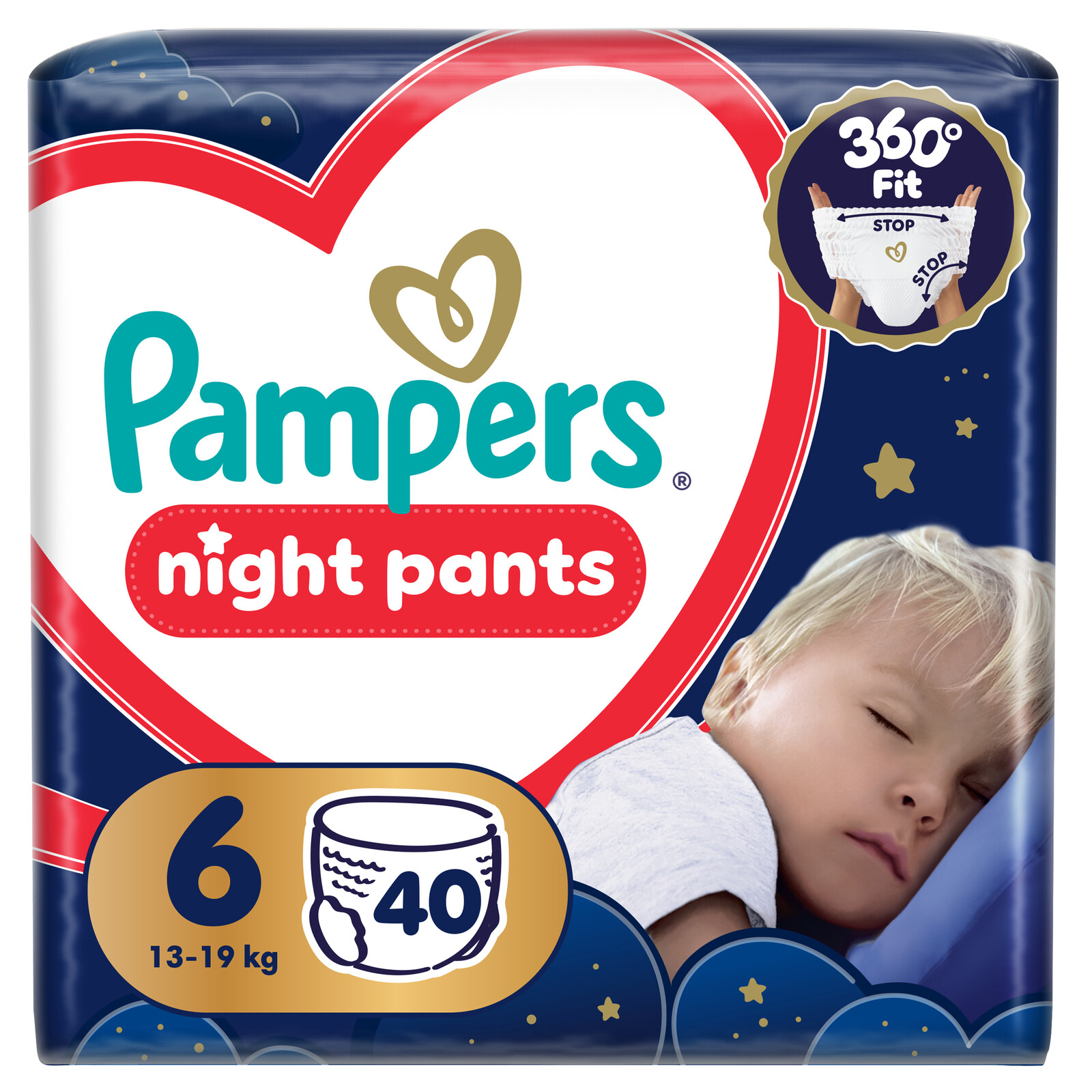 PAMPERS Plenkové kalhotky, Pants Night Velikost 6, 40 ks