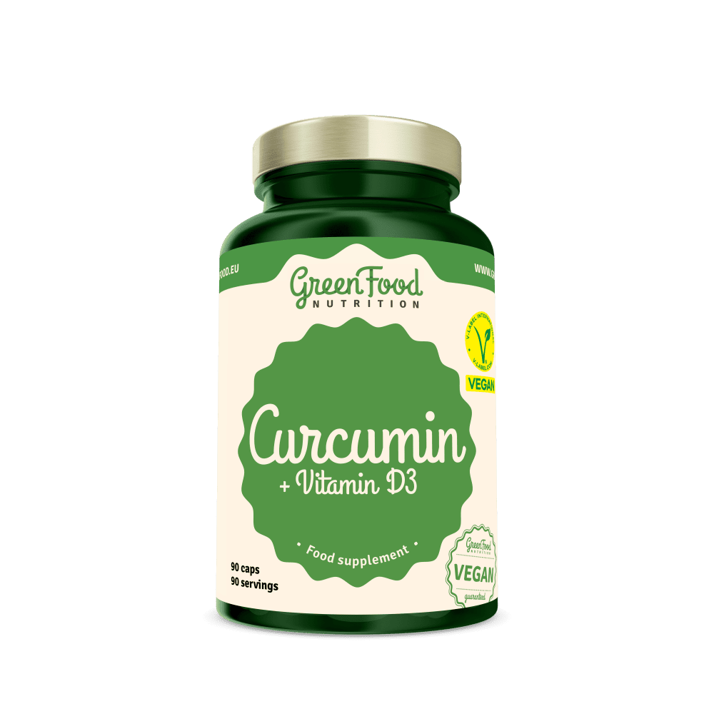 GREENFOOD NUTRITION Curcumin + Vitamin D3 60 kapslí