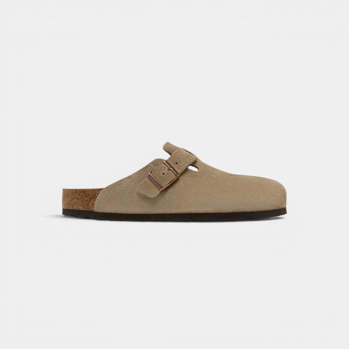 BIRKENSTOCK  Boston Soft Footbed Suede Taupe  Bílá