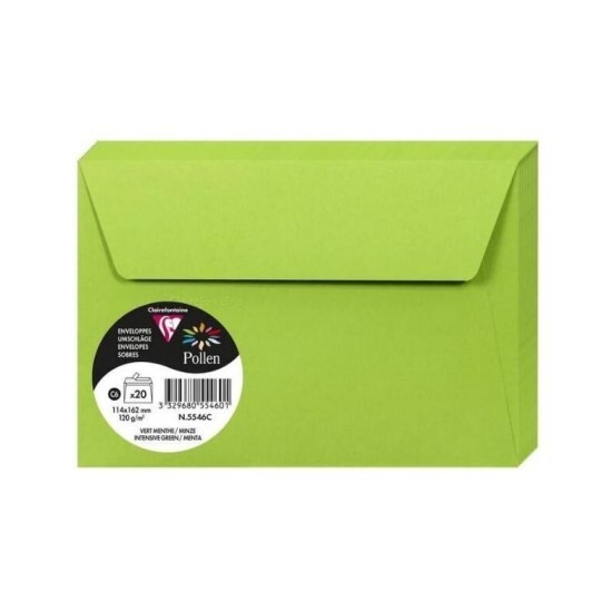 Clairefontaine Barevná obálka C6 samolepicí - zelená - 1 ks - 1330/1055460
