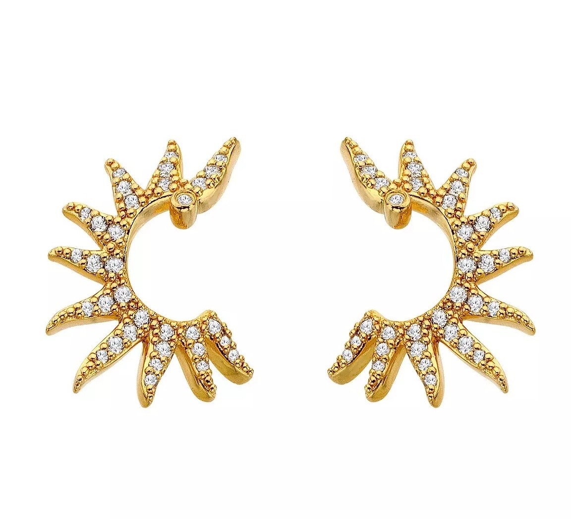 Hot Diamonds Moderní pozlacené náušnice s diamantem a topazy SOL DE898