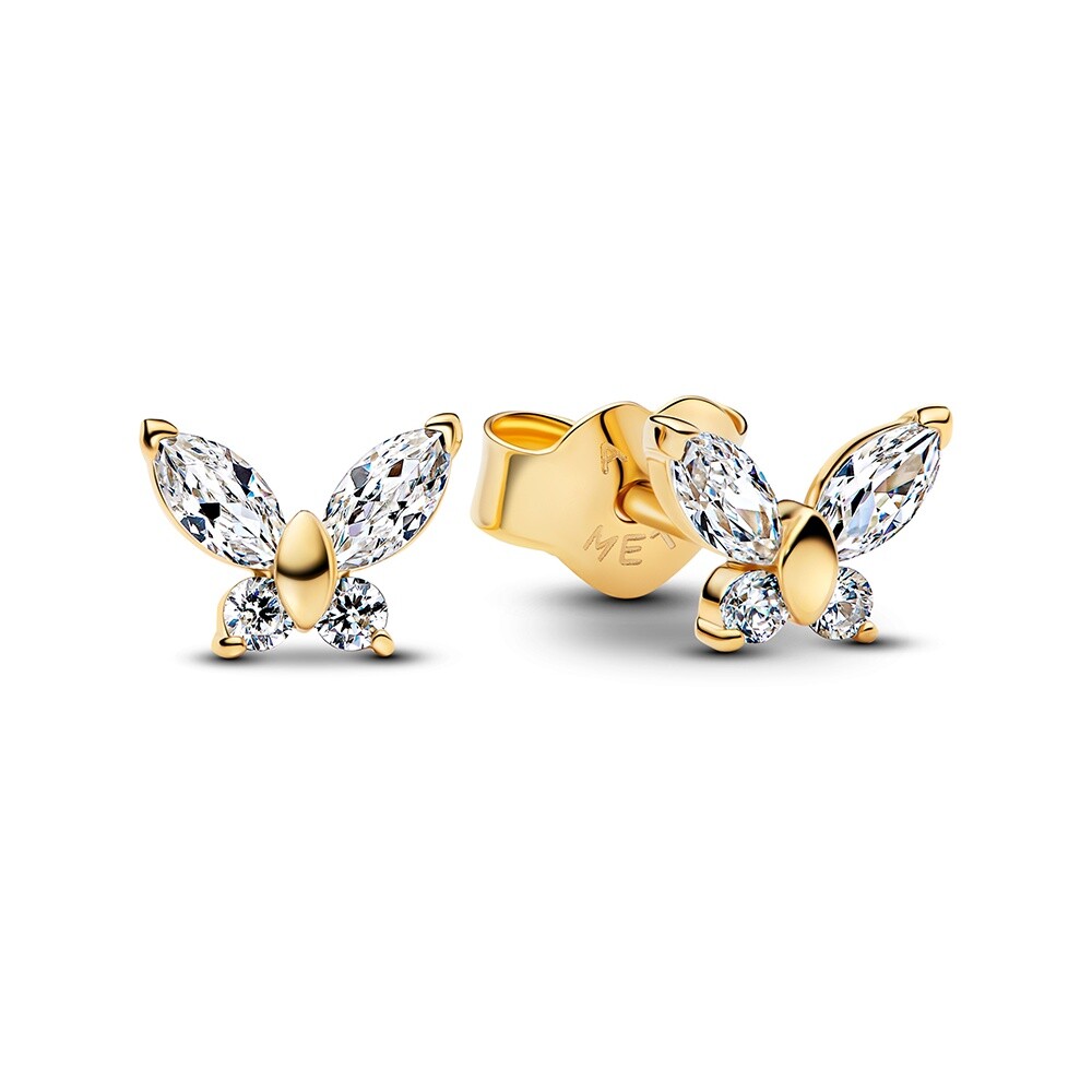Pandora Pozlacené pecky Motýlek se zirkony Shine Timeless 264264C01