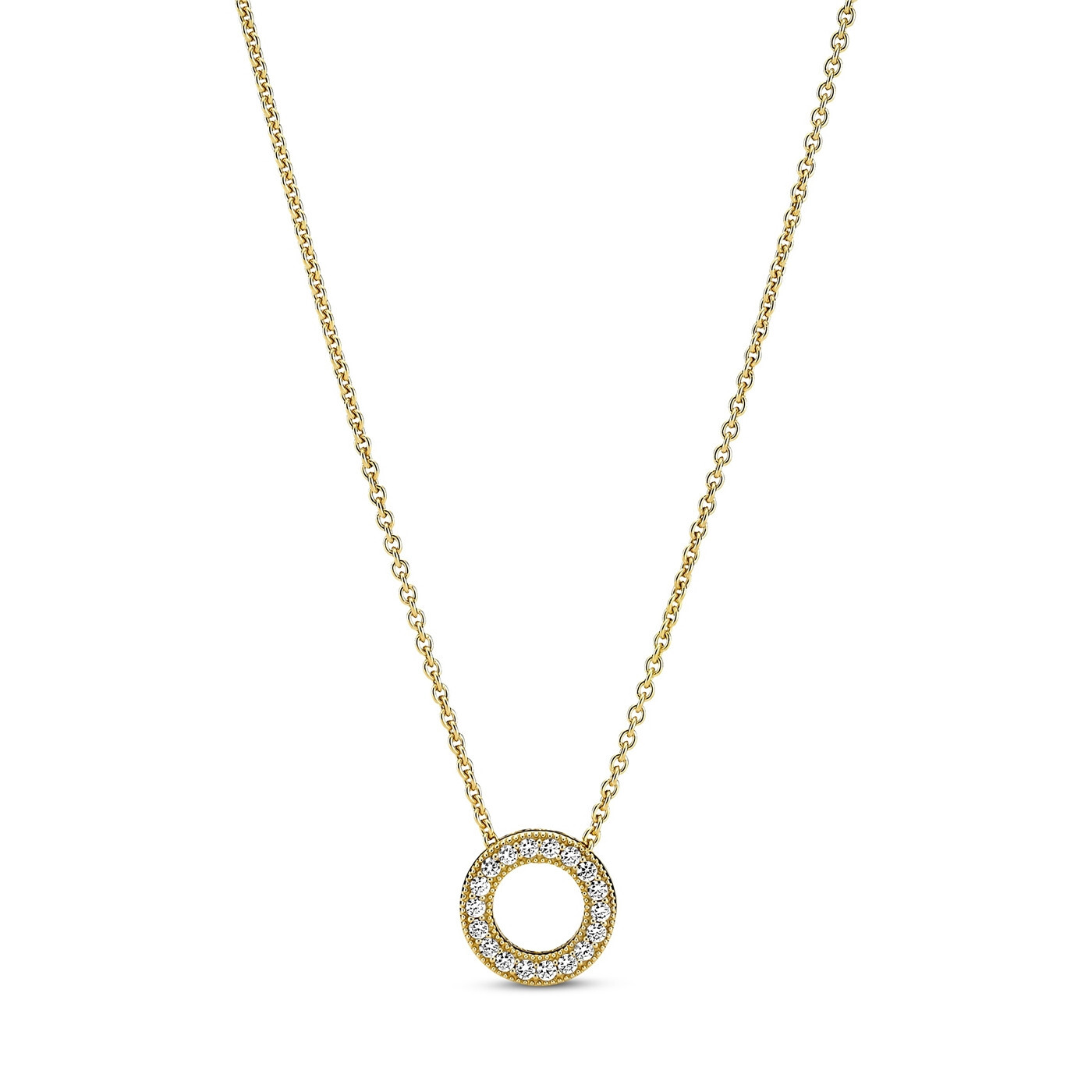 Pandora Pozlacený náhrdelník s třpytivým přívěskem Shine 367436C01-45