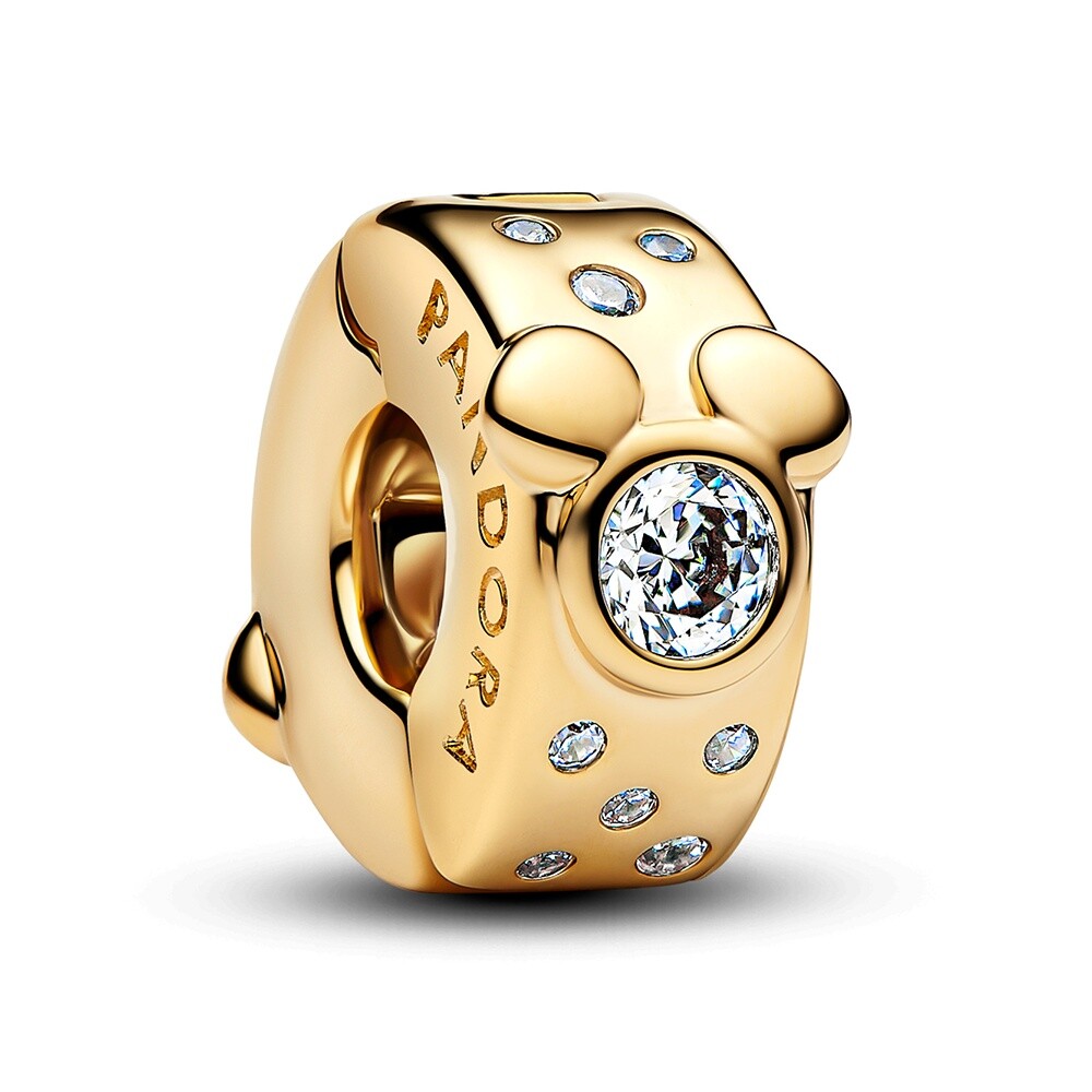 Pandora Pozlacený klipový korálek Mickey a Minnie Shine 764130C01