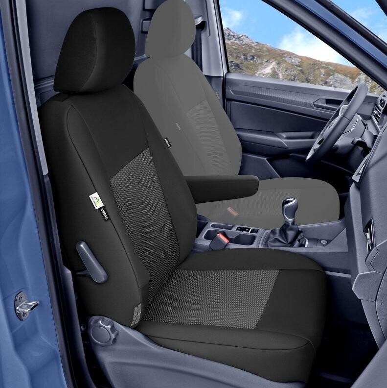 Přesné autopotahy VW Caddy 2021- (spolujezdec, s loketní opěrkou)