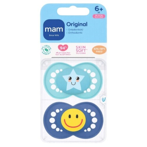 MAM Dudlík Original box 6+m tyrkysový/tm.modrý 2ks