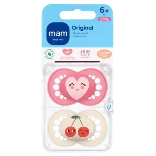 MAM Dudlík Original box 6+m růžový/béžový 2ks