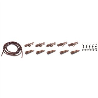 Anaconda sada klipů Safety Lead Clip 360° Flex Ring Swivel Kit Jungle hnědá 5 setů-2480102
