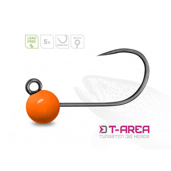 Wolframový jig Delphin T-AREA BL/5ks-fluo oranžový/4mm/0,6g/6
