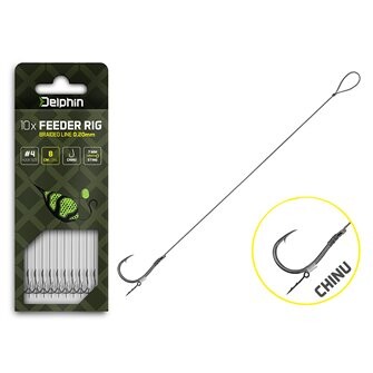 Feederový návazec Delphin Braided Sting / 10ks-12cm/0,20mm/Chinu 6