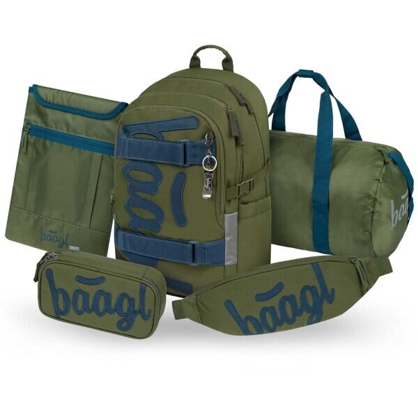 BAAGL 5 SET SKATE OLIVE Školní set, zelená, velikost