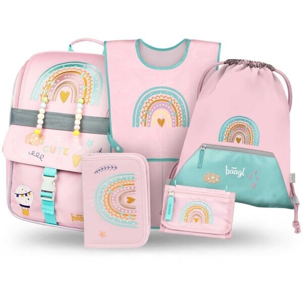 BAAGL 5 SET ZIPPY DUHA Školní set, růžová, velikost