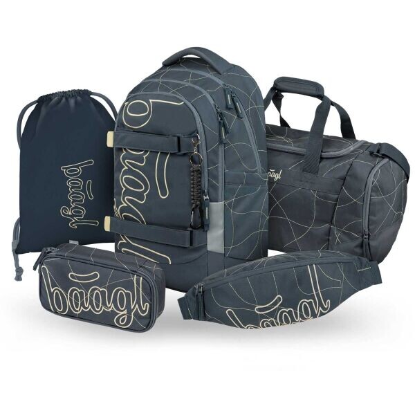 BAAGL 5 SET SKATE MAX WAVE Školní set, tmavě šedá, velikost
